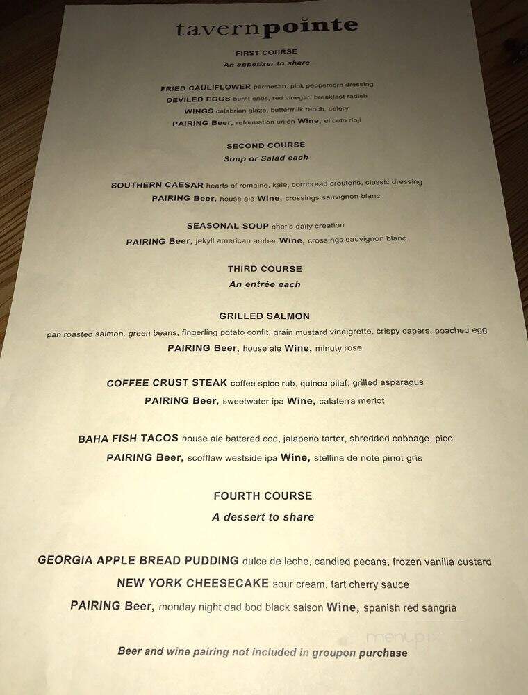 Tavernpointe - Atlanta, GA menu_pic