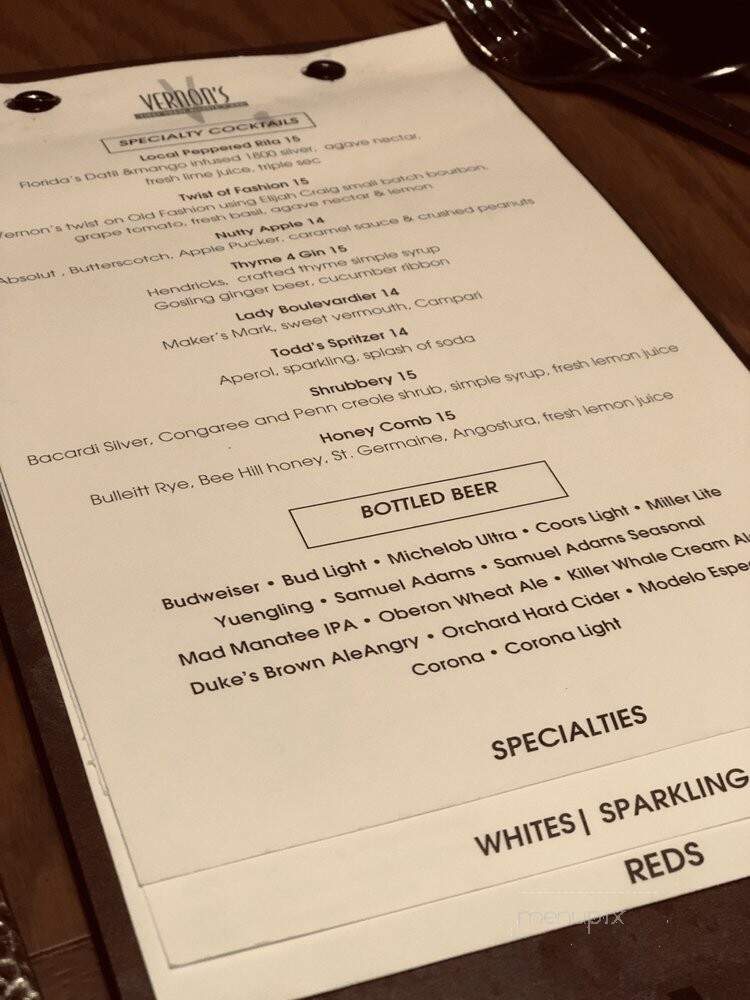 Vernon's - Ponte Vedra Beach, FL menu_pic