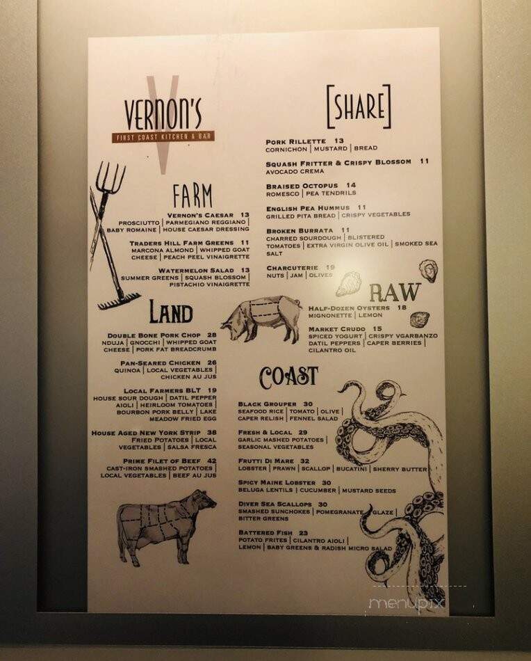 Vernon's - Ponte Vedra Beach, FL menu_pic
