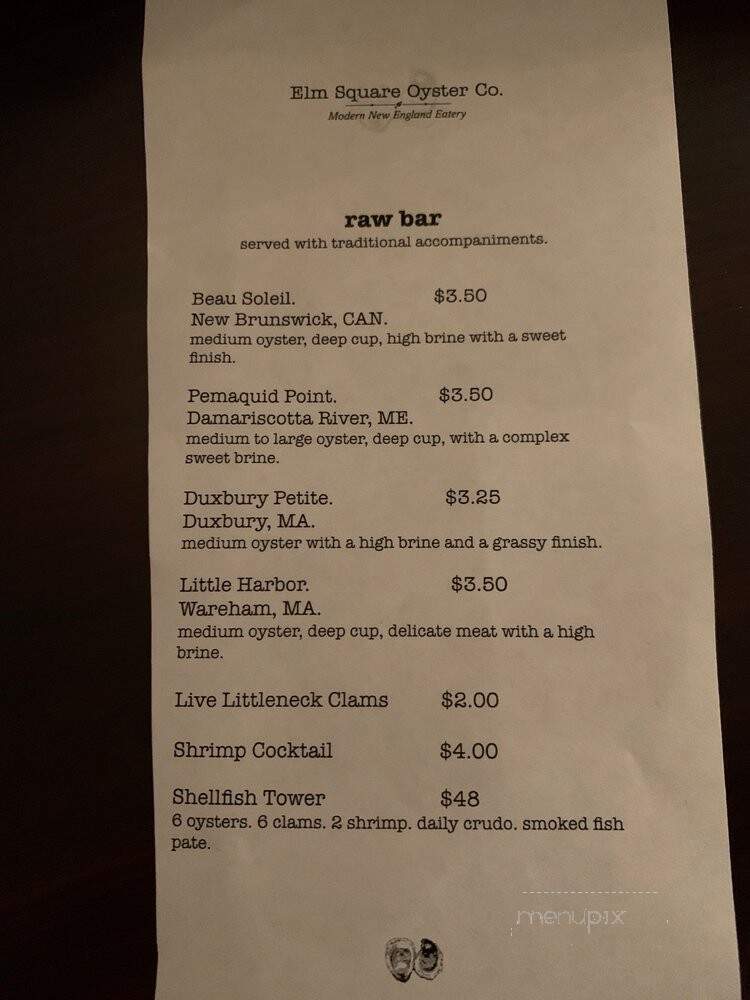 Elm Square Oyster Co. - Andover, MA menu_pic