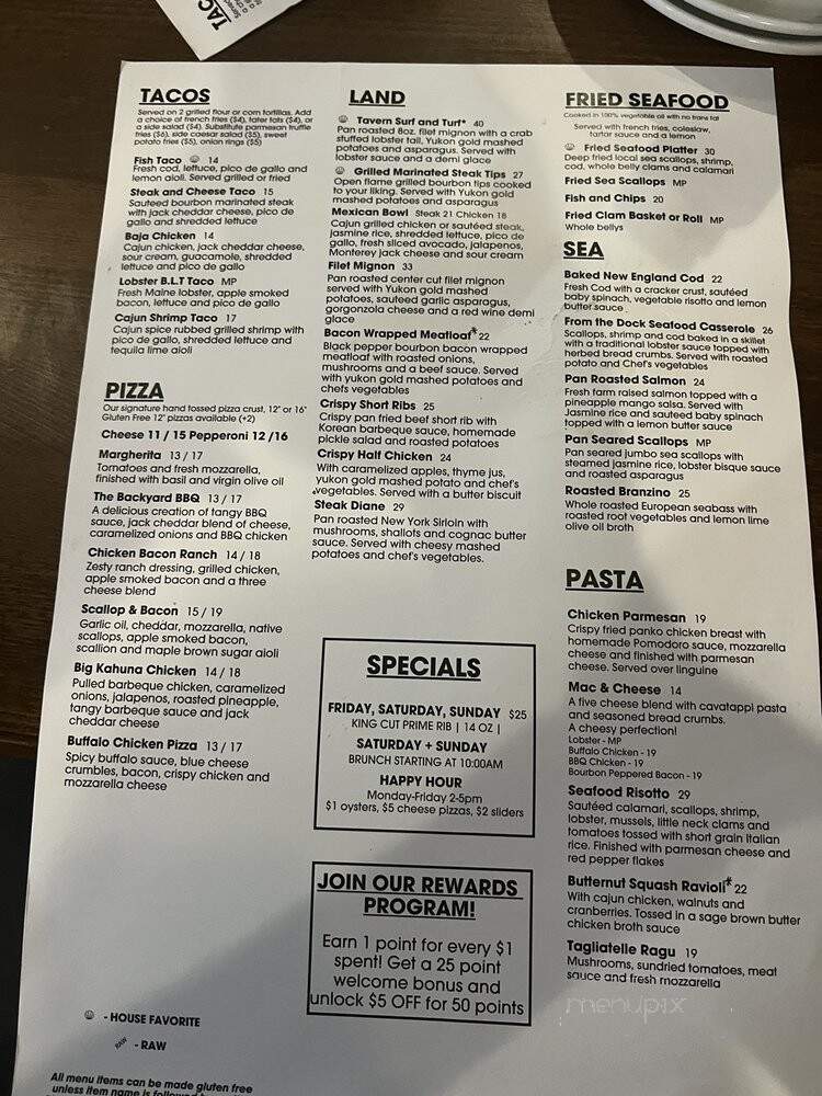 Tavern on the Wharf - Plymouth, MA menu_pic