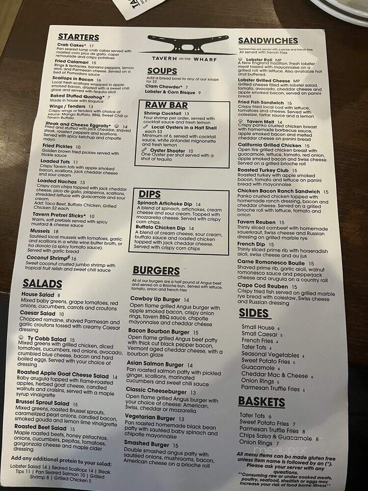 Tavern on the Wharf - Plymouth, MA menu_pic