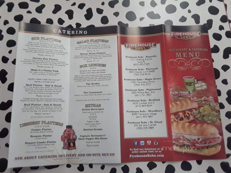 Firehouse Subs - Roseville, MN menu_pic