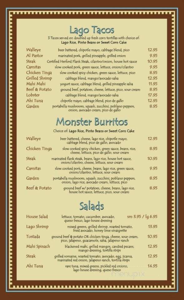 Lago Tacos - Excelsior, MN menu_pic