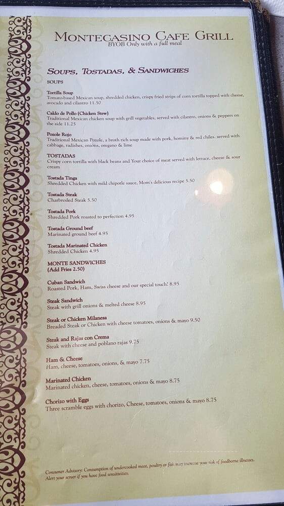 Montecasino Cafe Grill - Villa Park, IL menu_pic