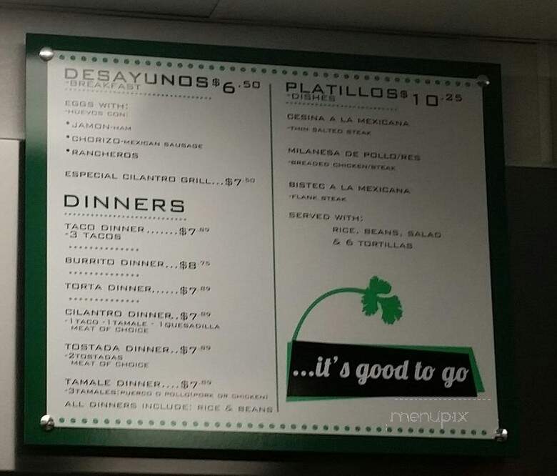 Cilantro Taco Grill - Addison, IL menu_pic
