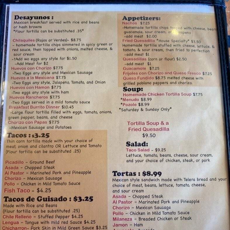 La Penca - North Riverside, IL menu_pic