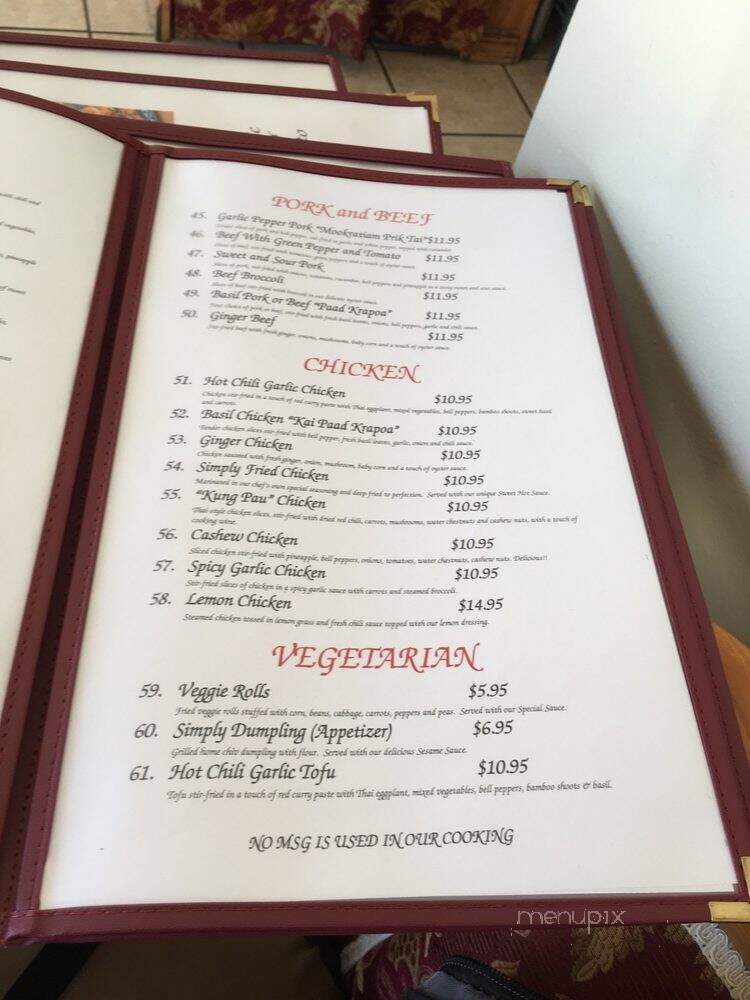 Simply Thai Bistro - Wheaton, IL menu_pic
