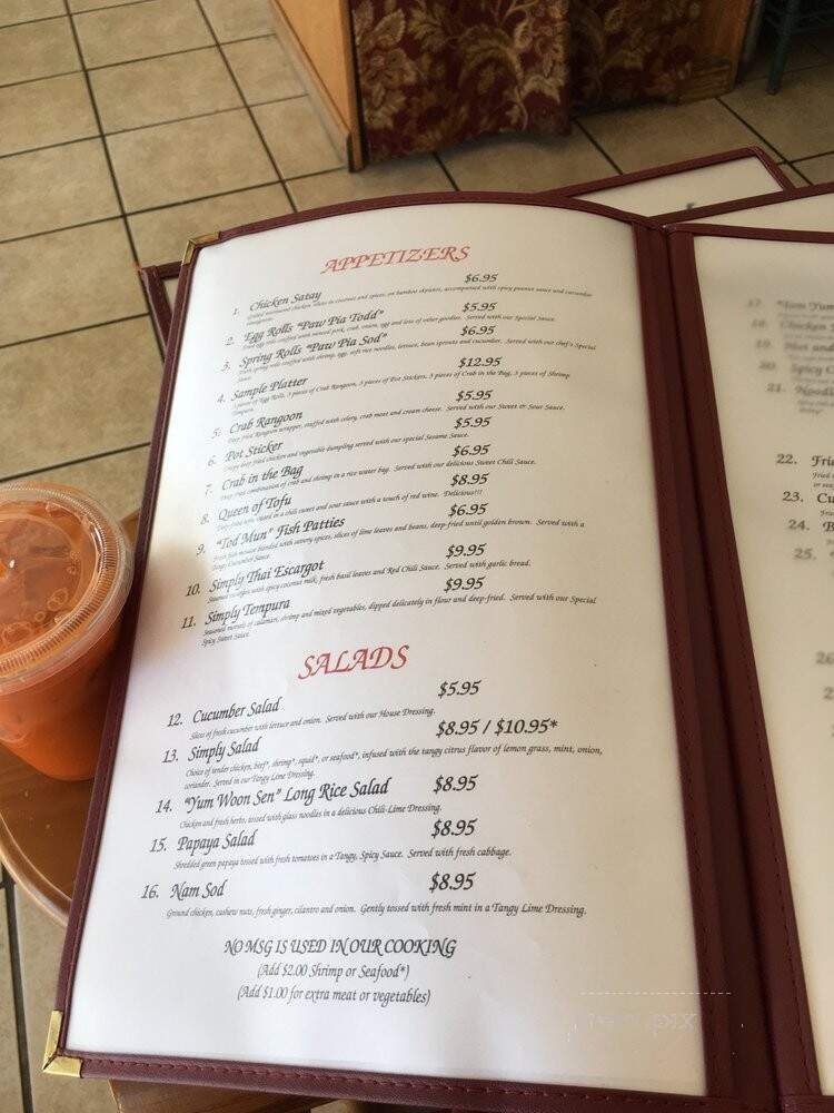 Simply Thai Bistro - Wheaton, IL menu_pic