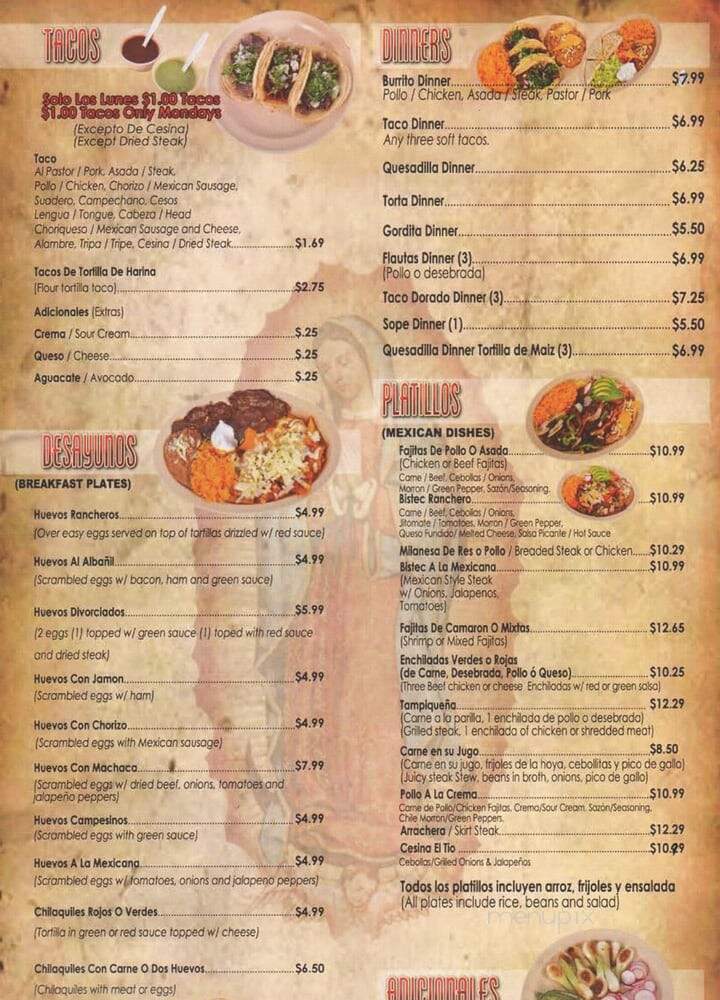 Taqueria El Tio - Aurora, IL menu_pic