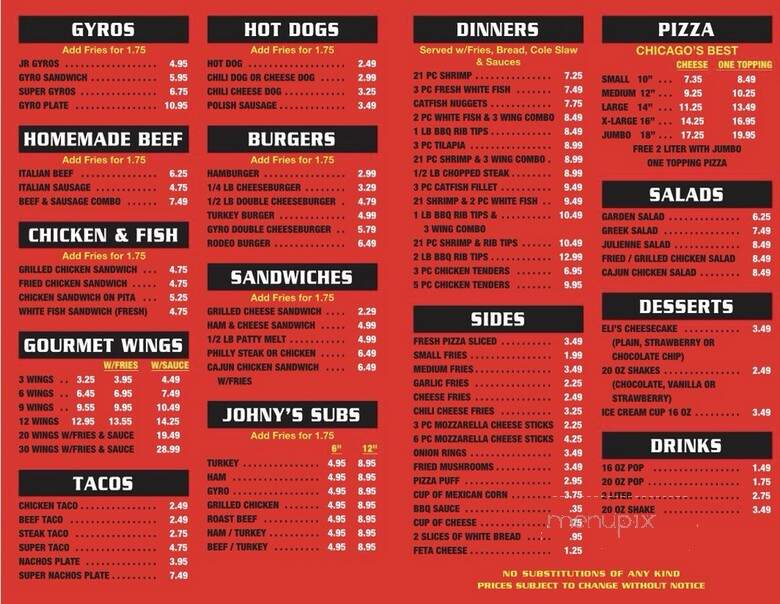 Johnys Restaurant - University Park, IL menu_pic
