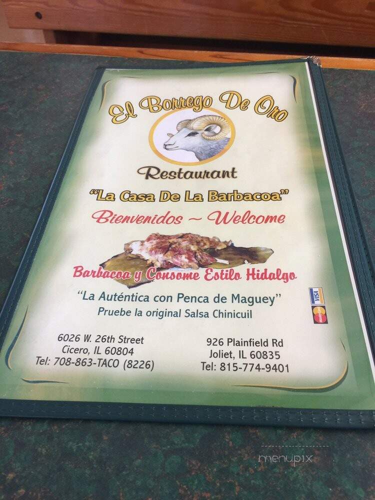 El Borrego De Oro - Joliet, IL menu_pic