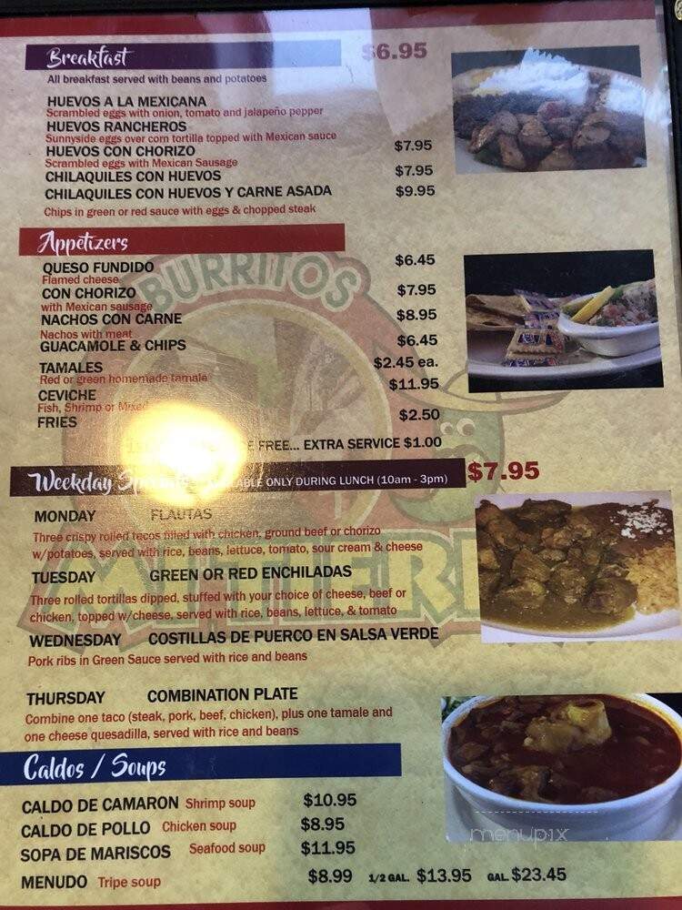 Burritos Mi Tierra - Romeoville, IL menu_pic