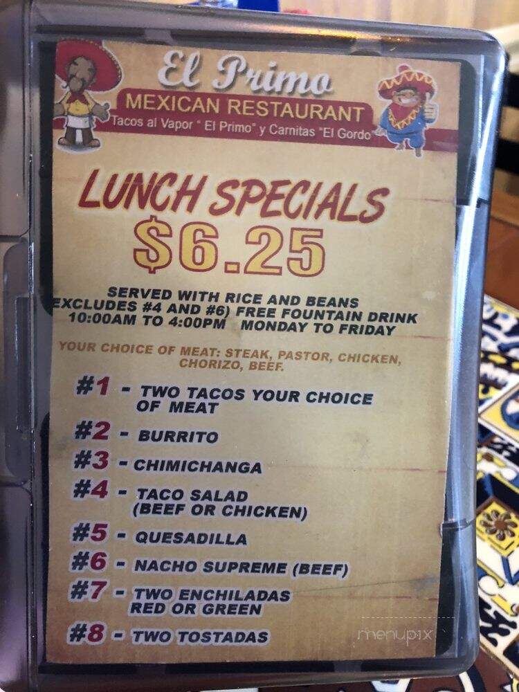 El Primo Restaurant - Joliet, IL menu_pic