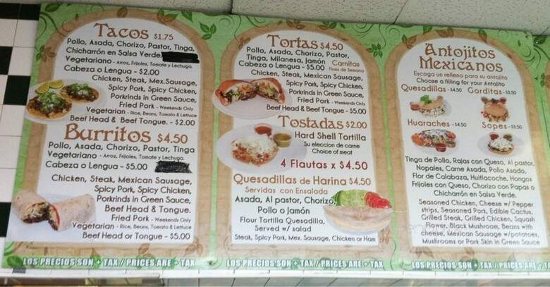 Manolo's Tamales - Chicago, IL menu_pic