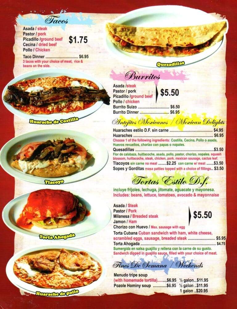 La Fuente Mexican Restaurant - Chicago, IL menu_pic