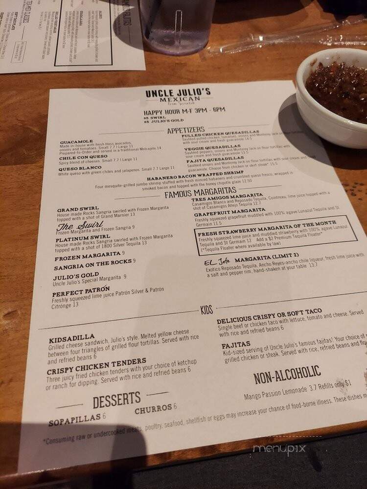 Uncle Julio's Fine Mexican Food - Orland Park, IL menu_pic