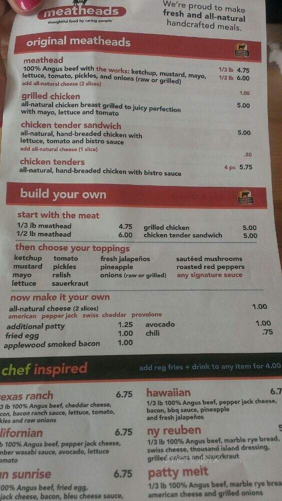 Meatheads - Willowbrook, IL menu_pic