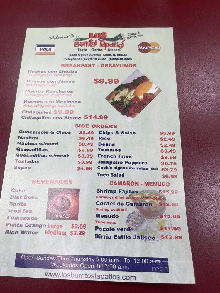 Los Burritos Tapatios - Naperville, IL menu_pic