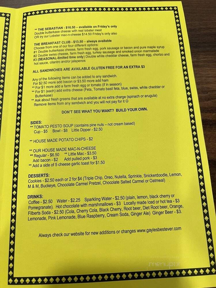 Gayle's Best Ever Grilled Cheese - Chicago, IL menu_pic