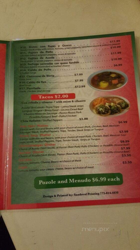 Taqueria Mazamitla - Chicago, IL menu_pic