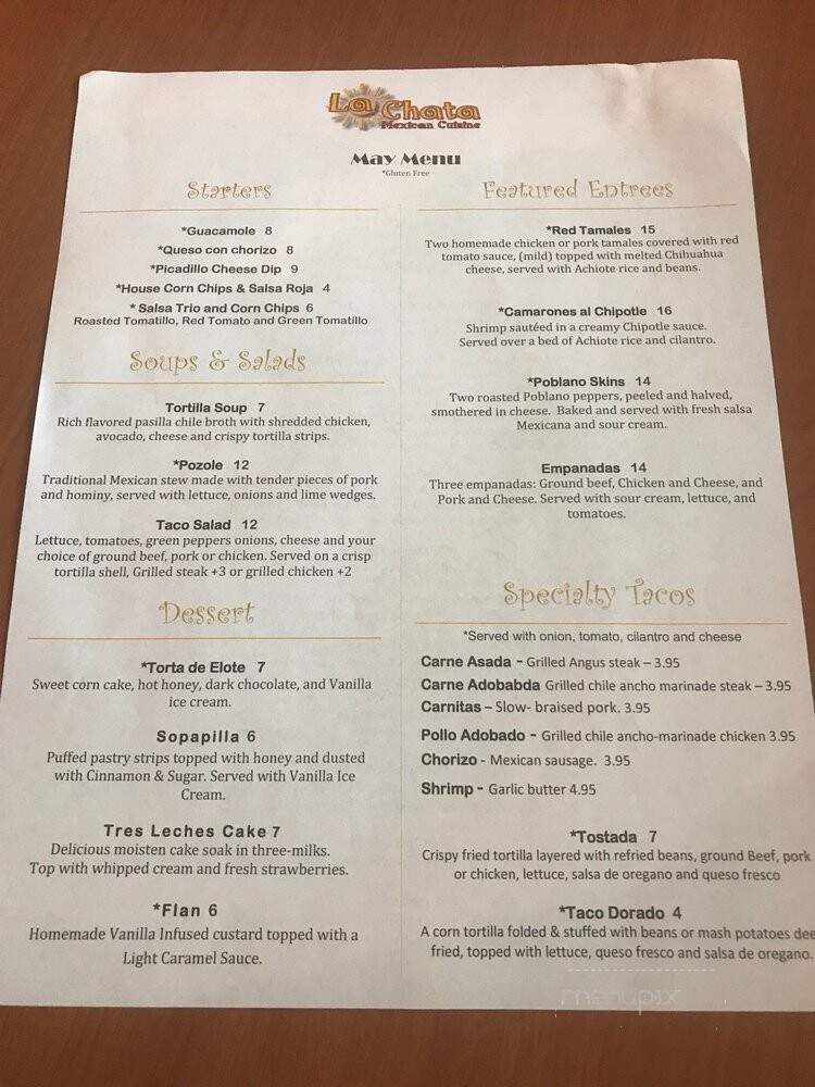 La Chata - Cottleville, MO menu_pic