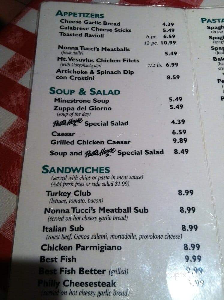 The Pasta House - Saint Louis, MO menu_pic