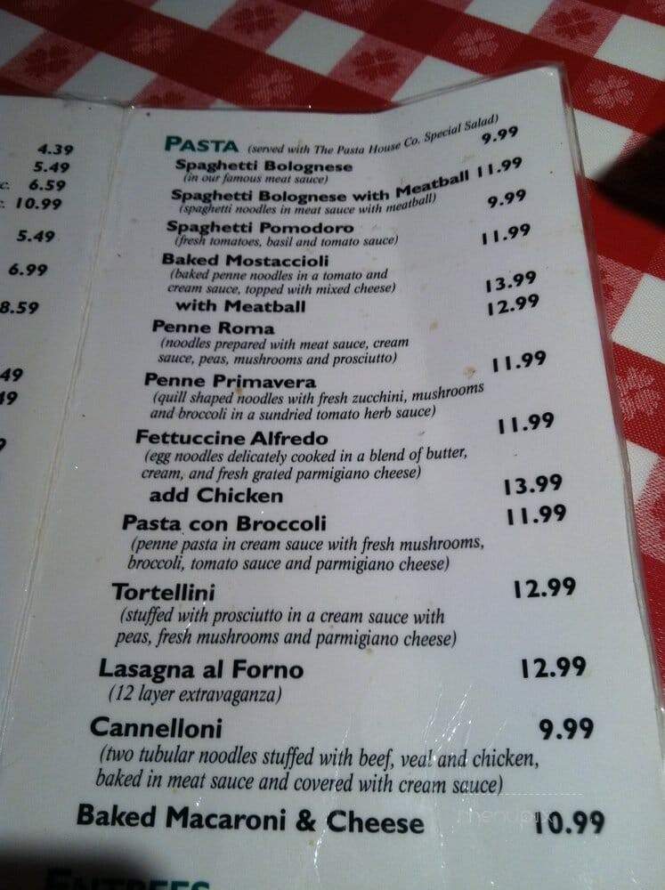 The Pasta House - Saint Louis, MO menu_pic