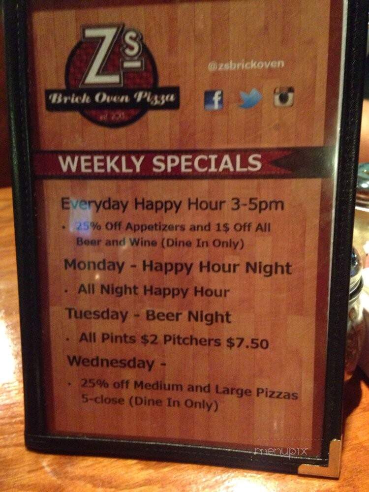 Z's Brick Oven Pizza - Fayetteville, AR menu_pic