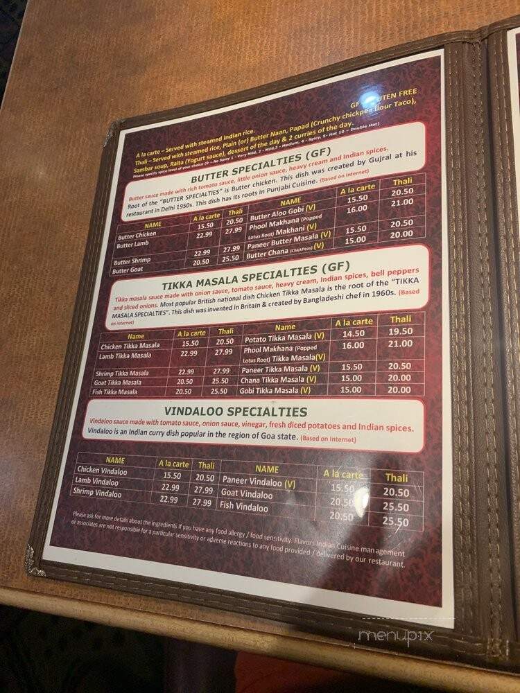 Flavors Indian Cuisine - Bentonville, AR menu_pic