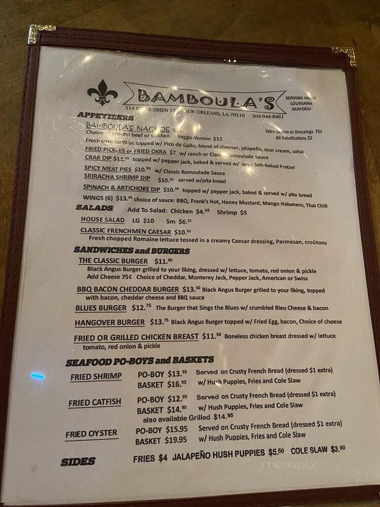 Bamboula's - New Orleans, LA menu_pic