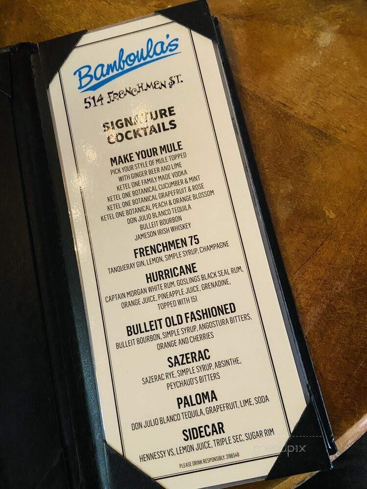 Bamboula's - New Orleans, LA menu_pic