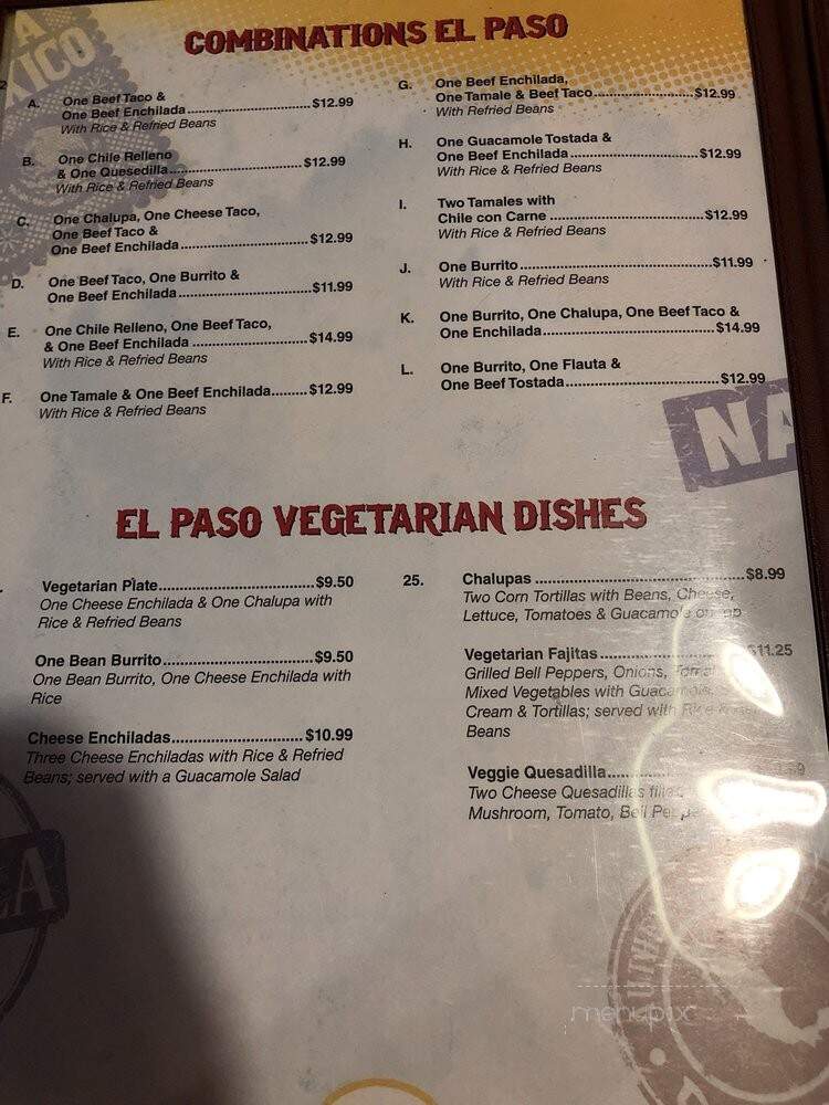 El Paso - Cut Off, LA menu_pic