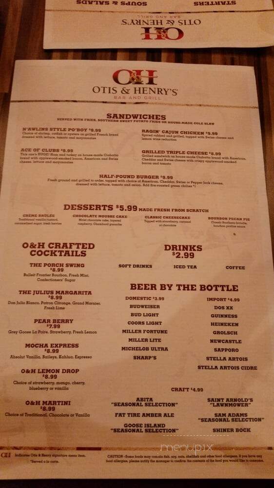 Otis & Henry's Bar & Grill - West Lake, LA menu_pic