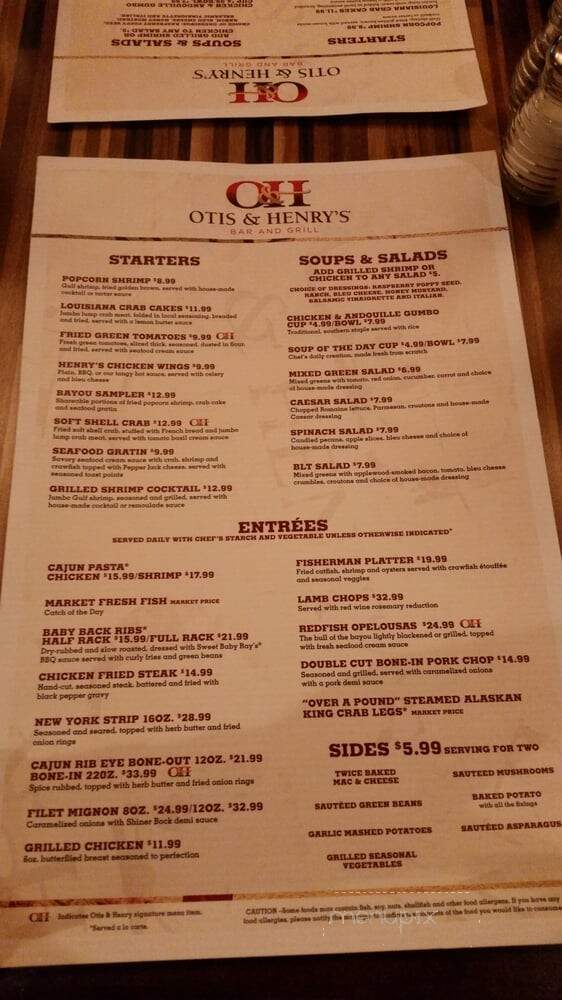 Otis & Henry's Bar & Grill - West Lake, LA menu_pic