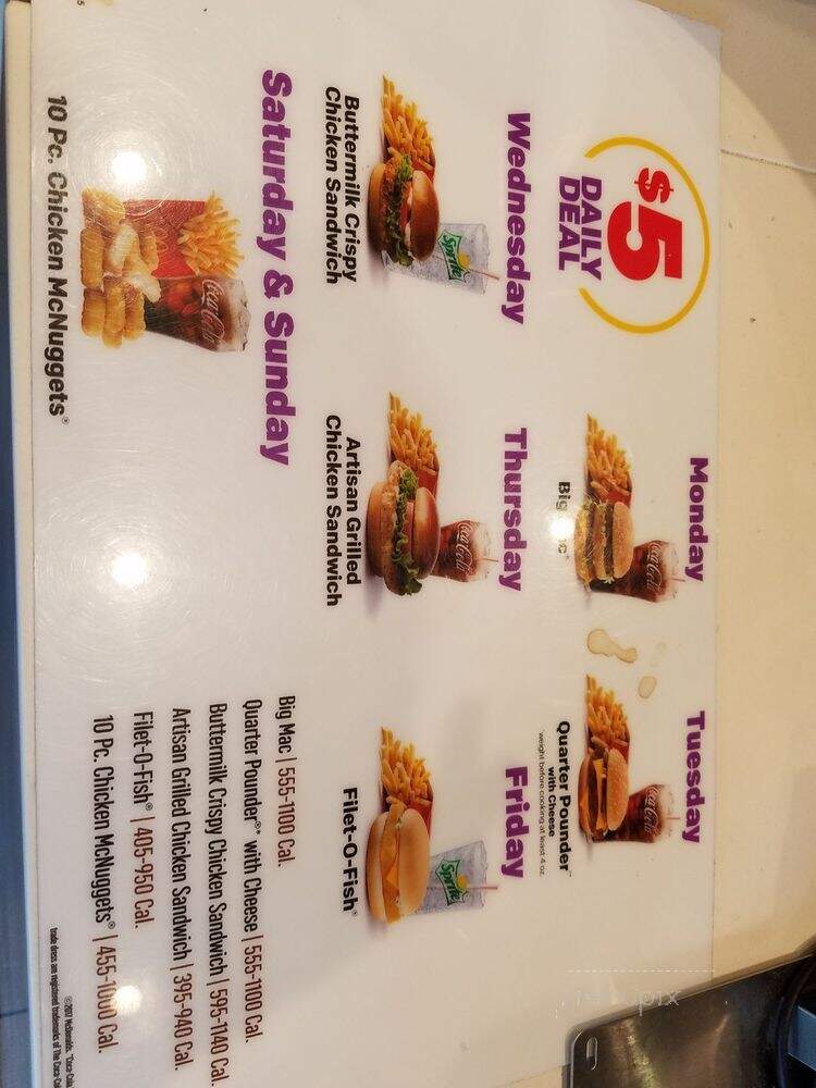 McDonalds's Hamburgers - Shreveport, LA menu_pic