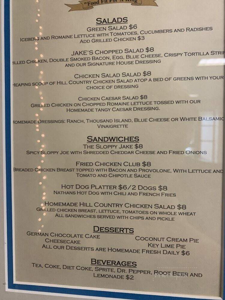 Jake's Joint - Ardmore, OK menu_pic