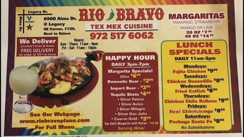 Rio Bravo Tex-Mex Cuisine - Plano, TX menu_pic