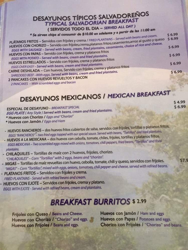 Restaurant Latino and Seafood - Carrollton, TX menu_pic