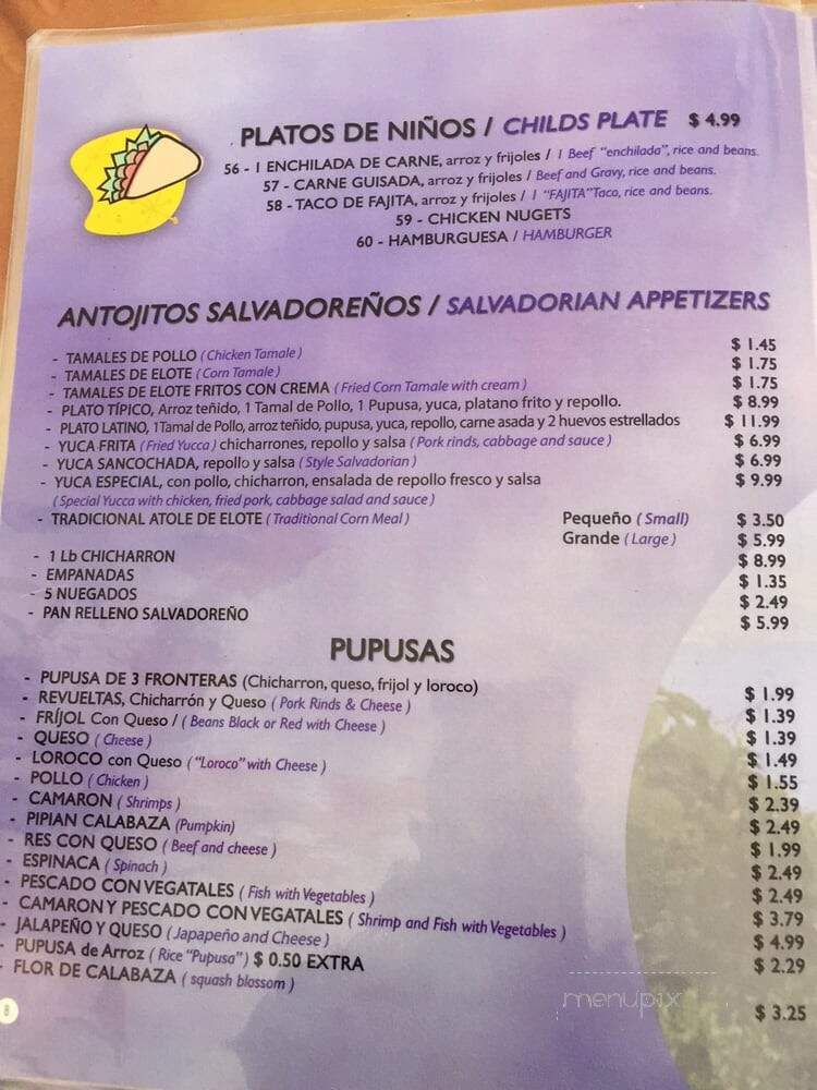 Restaurant Latino and Seafood - Carrollton, TX menu_pic