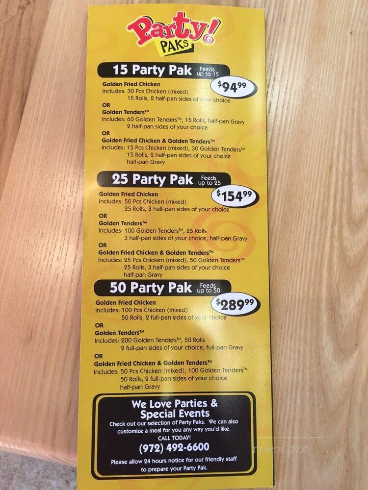 Golden Chick - Carrollton, TX menu_pic