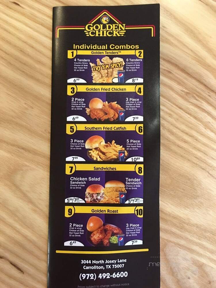 Golden Chick - Carrollton, TX menu_pic