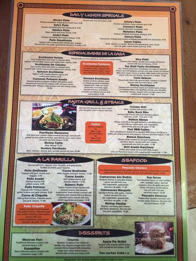 Arboledas Mexican Grill - Rockwall, TX menu_pic