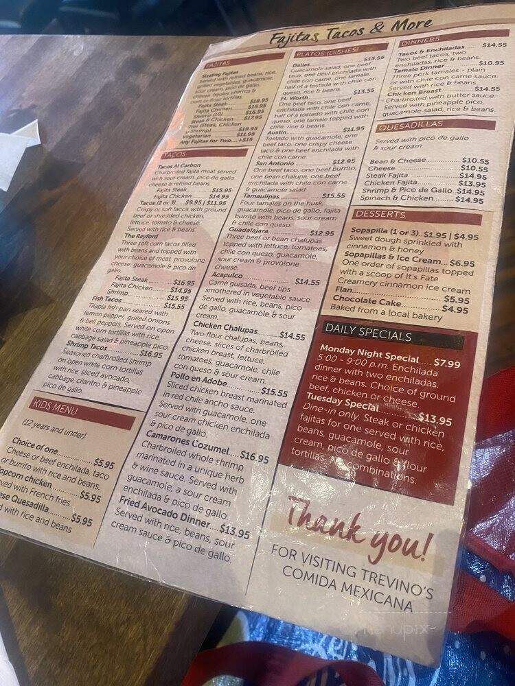 Trevino's - Rockwall, TX menu_pic
