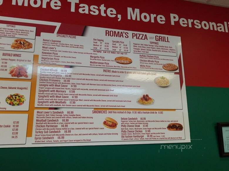Roma's Pizza And Grill - Dallas, TX menu_pic