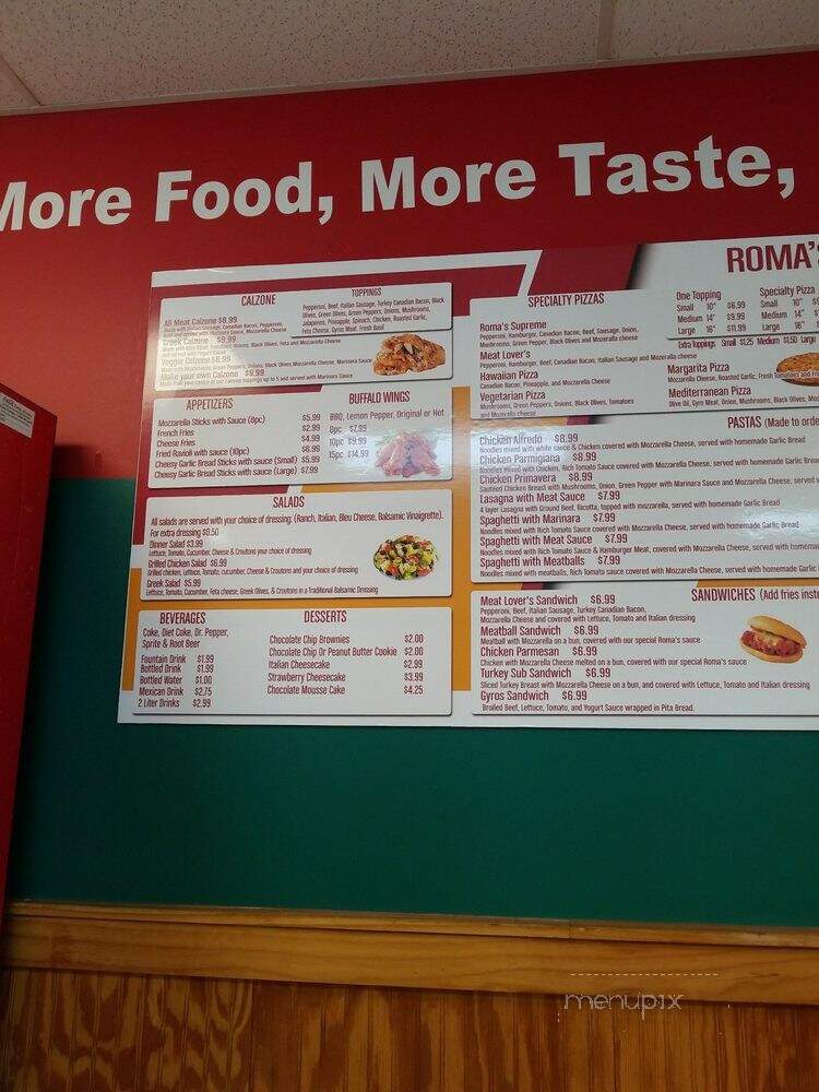 Roma's Pizza And Grill - Dallas, TX menu_pic