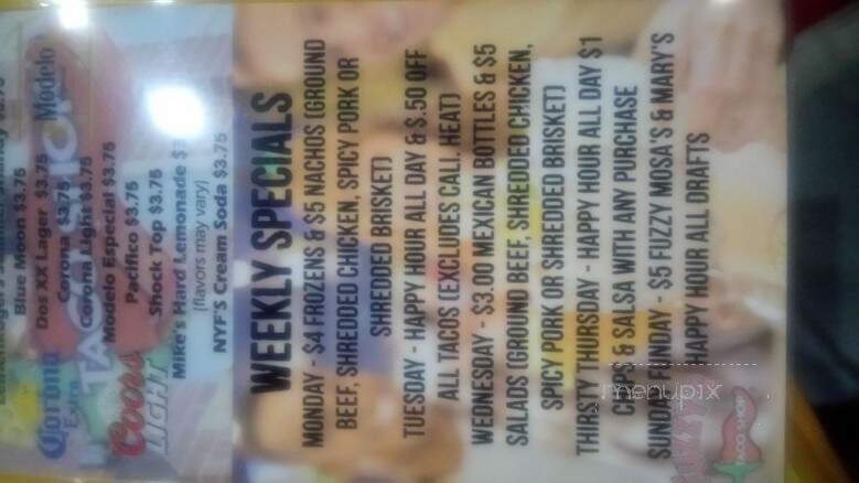 Fuzzy's Taco Shop - Euless, TX menu_pic