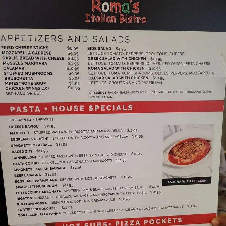 Roma's Italian Bistro - Duncanville, TX menu_pic
