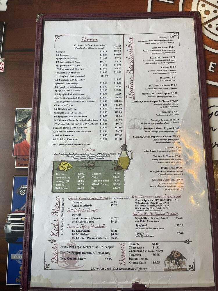 Bruno's Pizza & Pasta - Tyler, TX menu_pic