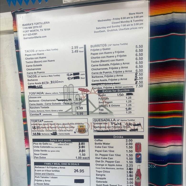 Ibarra's Tortilleria - Fort Worth, TX menu_pic